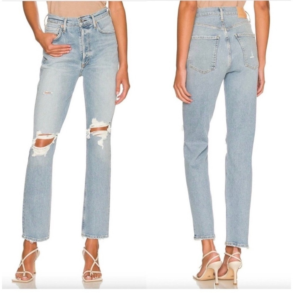 Citizens of Humanity Sabine Jeans 27 torn straight leg high rise button fly blue - Picture 3 of 12